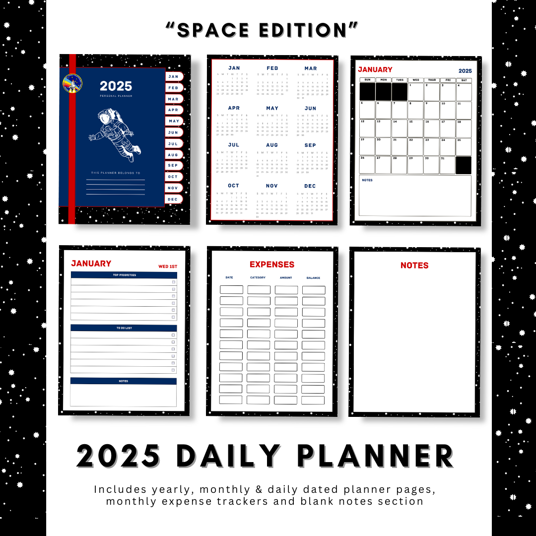 "Space" 2025 Digital Daily Planner