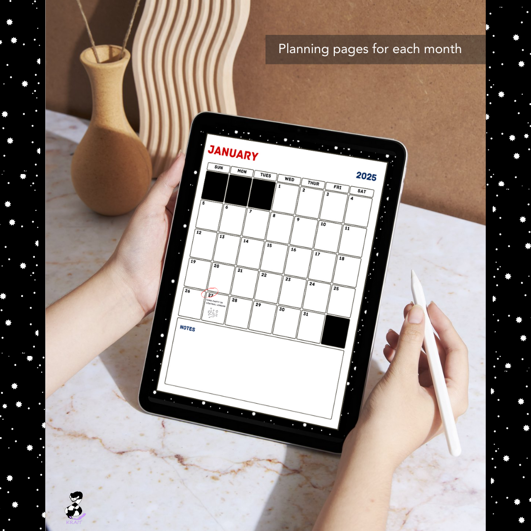 "Space" 2025 Digital Daily Planner