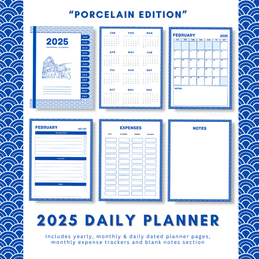 "Porcelain" 2025 Digital Daily Planner